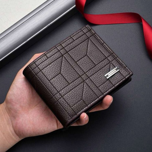 Other - 1pc Brown Men's Short Wallet, Large Capacity Multi-card Slot Purse
